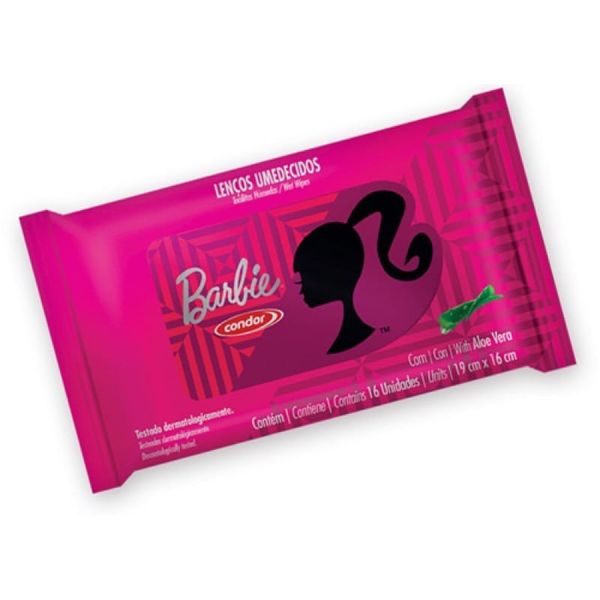 Lenço Umedecido Barbie Condor com 16 unidades