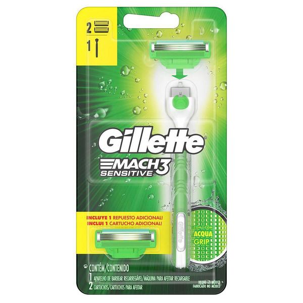 Aparelho Gillette Mach3 Sensitive Acqua-Grip com 1 Carga
