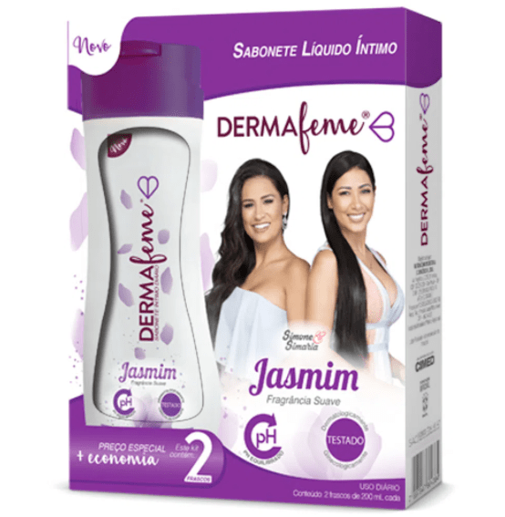 Kit Sabonete Líquido Íntimo Dermafeme Jasmim 2 Frascos De 200Ml