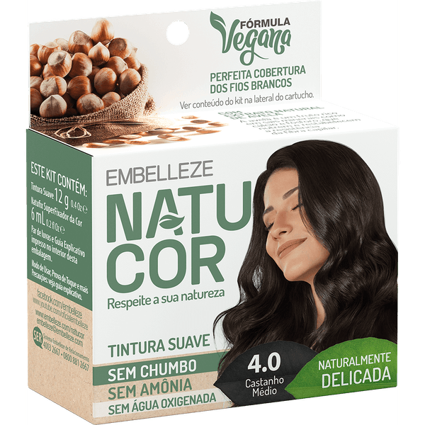 Tintura Natucor Kit Castanho Médio 4.0
