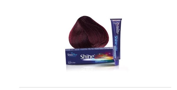 Tintura Shine Blue Color Coloração Creme Castanho Médio Vermelho 4.66