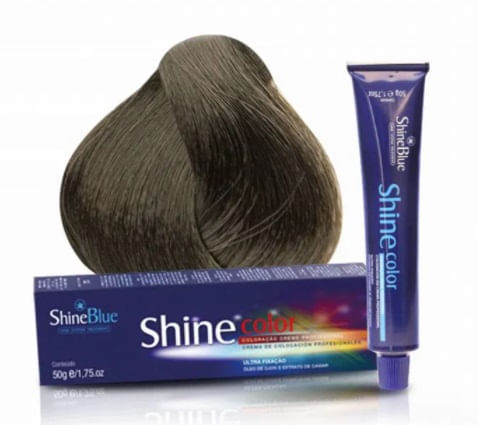 Tintura Shine Blue Color Coloração Creme Louro Claro Acinzentado 8.1