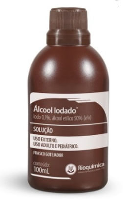 Álcool Iodado 0,1% Antisséptico Líquido 100mL Rioquímica