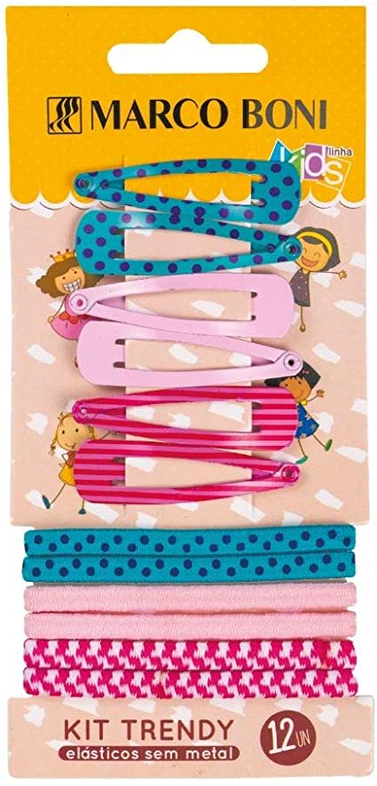 Kit Elastico De Cabelo Trendy Linha Kids com 12 unidades
