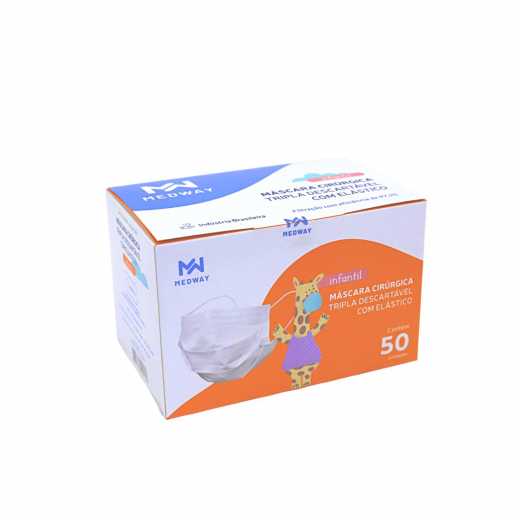 Mascara Descartavel Medway Tripla com Elastico Infantil com 50 unidades