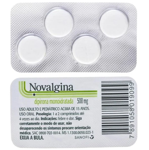 Novalgina 500mg com 4 Comprimidos