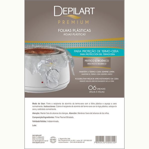 Folhas Plasticas Depilart Para Termo-Cera com 6 Folhas
