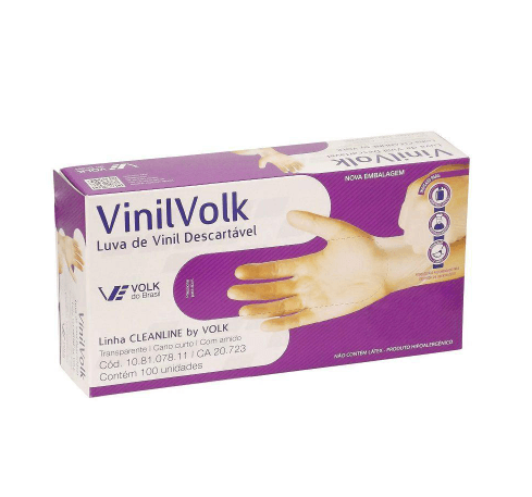Luva Vinil Eg Transparente com 100 Volk