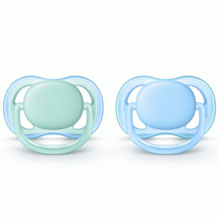 Chupeta Philips Avent Ultra Air Lisa 0-6 Meses Azul Verde com 2 unidades