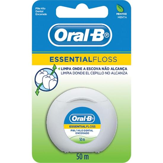 Fio Dental Oral-B Essential Floss Encerado Menta 50M