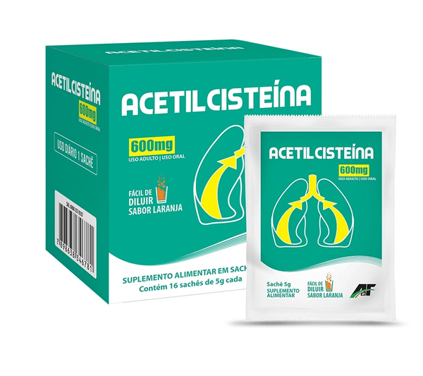 Acetilcisteína sache A2F Laranja CX/16 sachês Acetilcisteína sache A2F CX/16 sachês