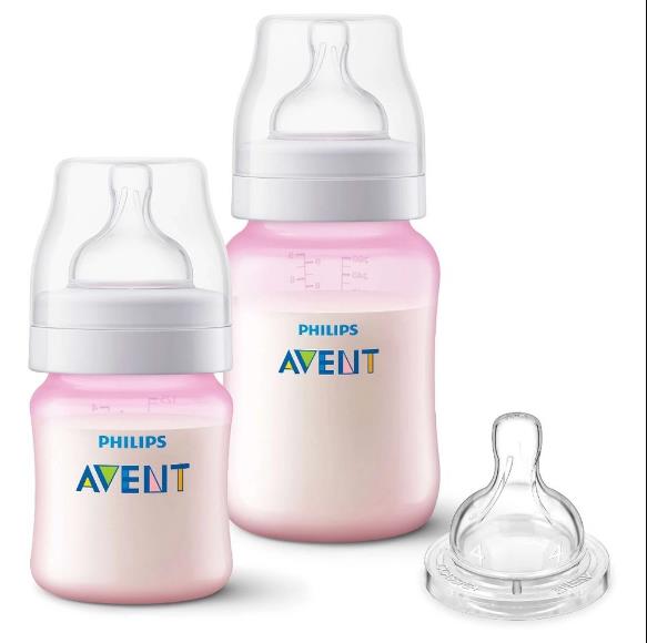 Kit Mamadeira Philips Avent Anti Cólica Rosa 125/260ml+ Bico N4