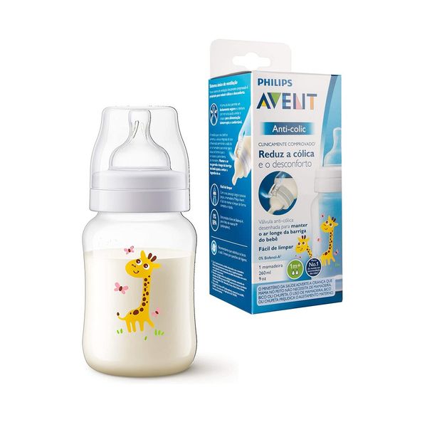 Mamadeira Philips Avent Anti Cólica Desenho Girafa 260ml