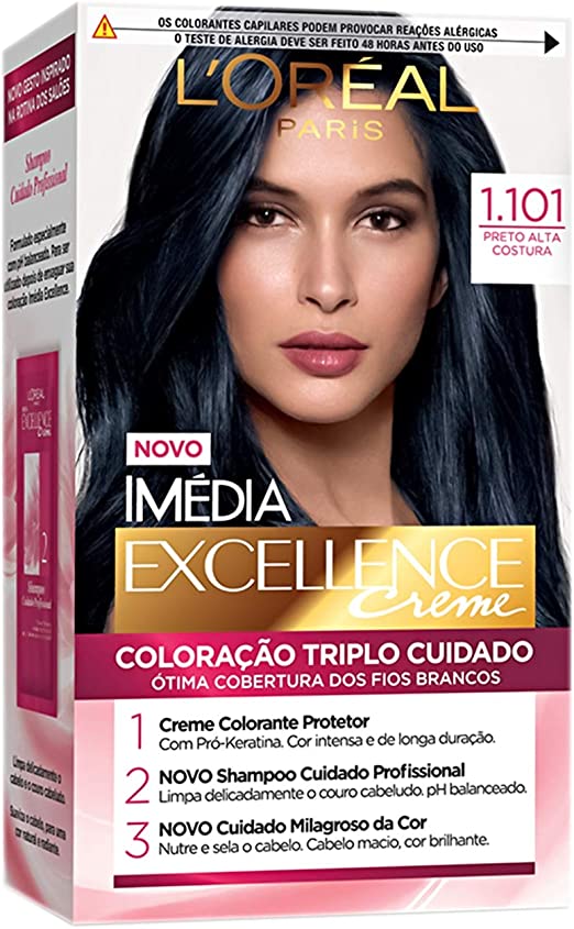 Tintura Permanente Imédia Excellence Creme1.101 Preto Alta Costura 1 Unidade