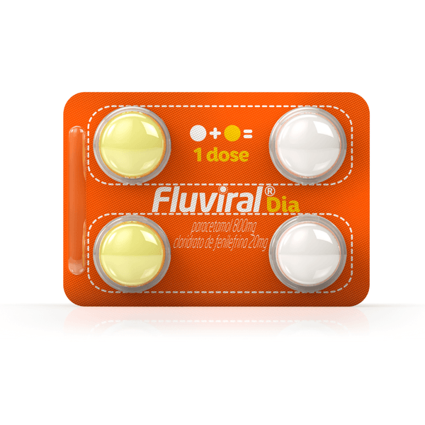 Fluviral Dia 800mg/20mg com 4 Comprimidos