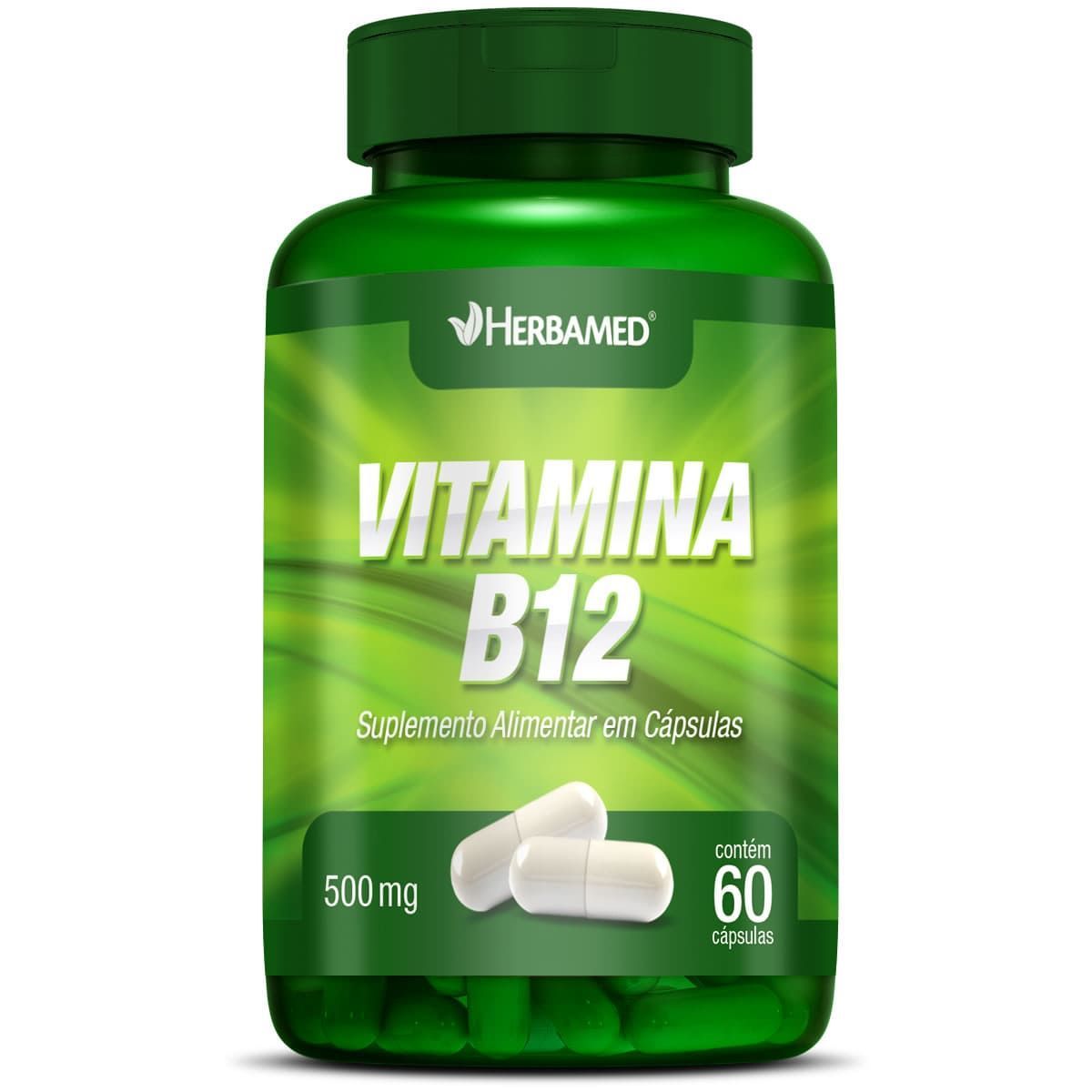 Vitamina B12 Herbamed 500mg, Frasco Com 60 Cápsulas