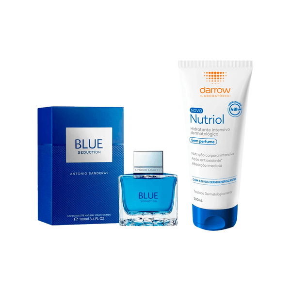 Kit Presente para Homem Antonio Banderas Blue Seduction Masculino Eau de Toilette 100ml + Darrow Nutriol Loção Hidratante Corporal sem Perfume 200ml