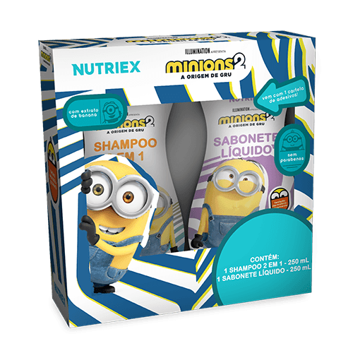 Kit Minions Shampoo 2em1 250ml + Sabonete Líquido 250ml