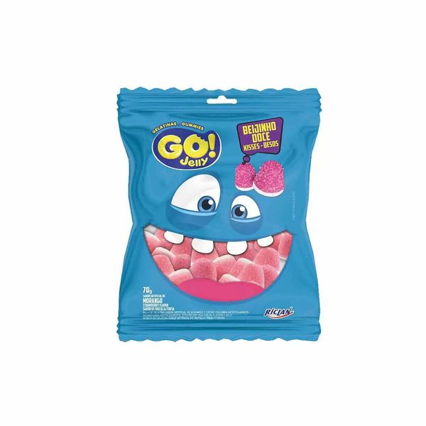 Bala de Gelatina Go Jelly Beijinho Doce Morango com 70g