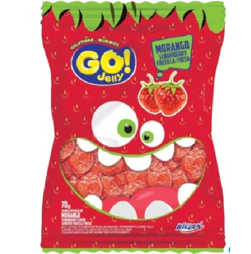 Bala de Gelatina Go Jelly Morango com 70g