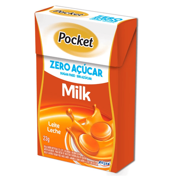 Bala Pocket Zero Açucar Leite com 23g