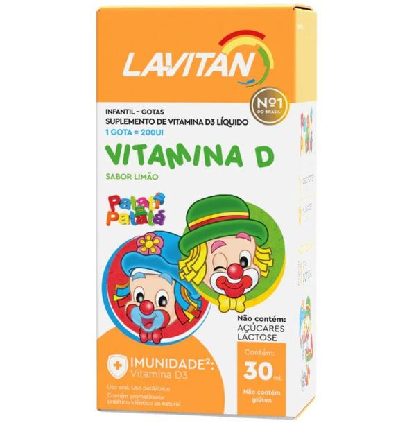 Vitamina D Infantil Sabor Limão Patati Patatá Lavitan Gotas 30Ml
