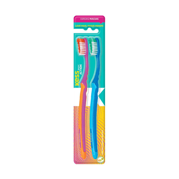 Kit Escova de Dente kess Basic action com 2 Unidades