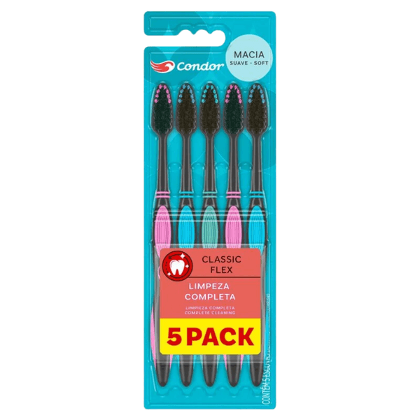 Kit Escova Dental Condor Classic Flex Macia Com 5 Unidades