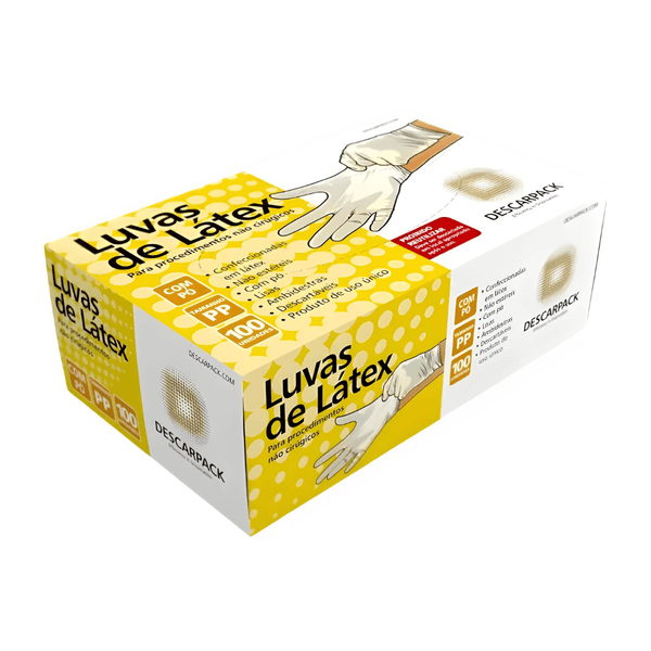Luva Latex M com Po com 100 Descarpack