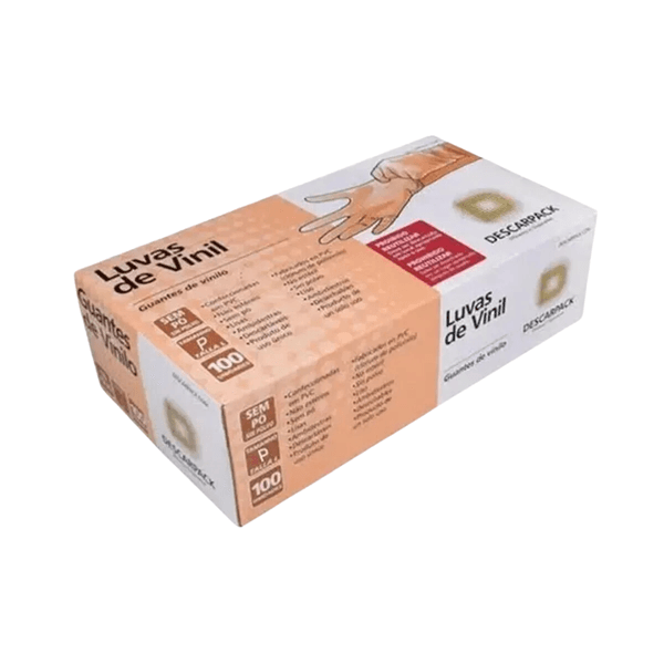 Luvas de Vinil Descarpack Sem Pó com 100 Unidades