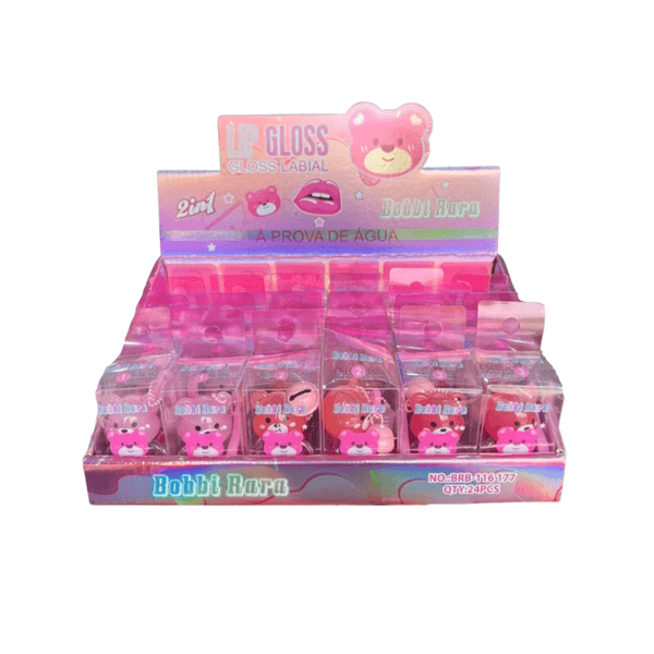 Lip Gloss Bobbi Rara 5ml Lip Gloss Urso Bobbi Rara + chaveiro + caixinha BRB-116 177 (UNIDADE/CORES SORTIDAS)