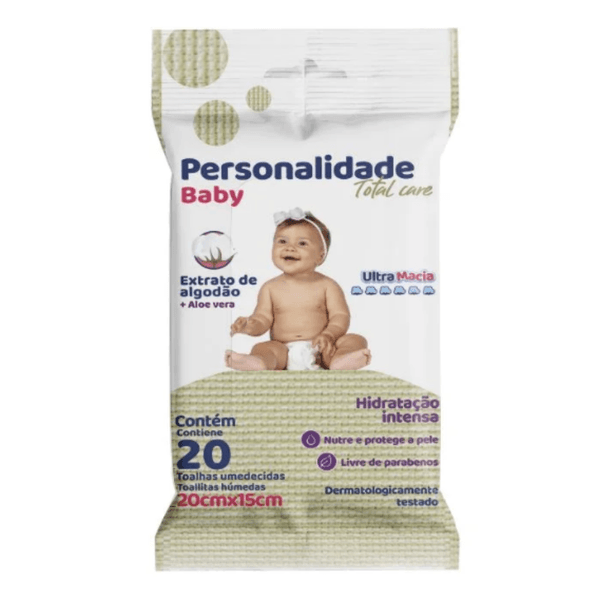 Toalhas Umedecidas Baby Personalidade com 20 unidades